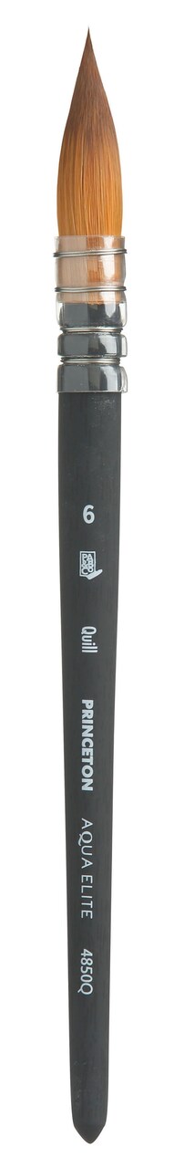 Princeton Series 4850 Aqua Elite Synthetic Watercolor Brush-Short Handle Quill Size 6